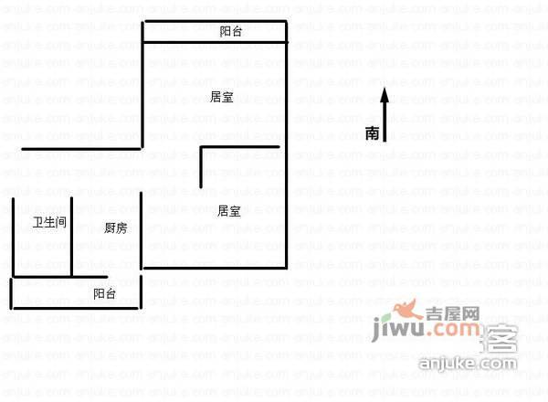 长宁里2室1厅1卫户型图