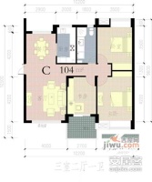 天润里2室2厅1卫117㎡户型图