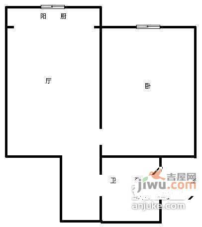 龙泉里1室1厅1卫59㎡户型图