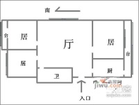 蝶桥公寓3室1厅1卫100㎡户型图