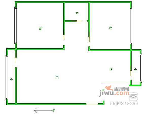 祥泰小区2室1厅1卫113㎡户型图