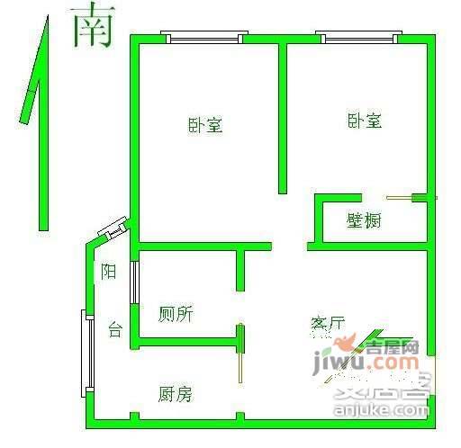 恂园南里2室2厅1卫92㎡户型图