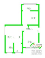 六合里2室1厅1卫59㎡户型图