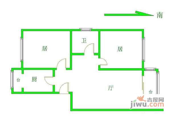 清水园2室1厅1卫69㎡户型图