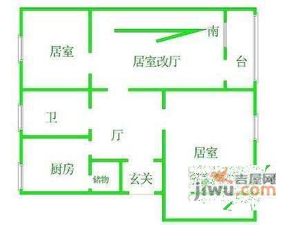 劳卫里社区3室1厅1卫86㎡户型图