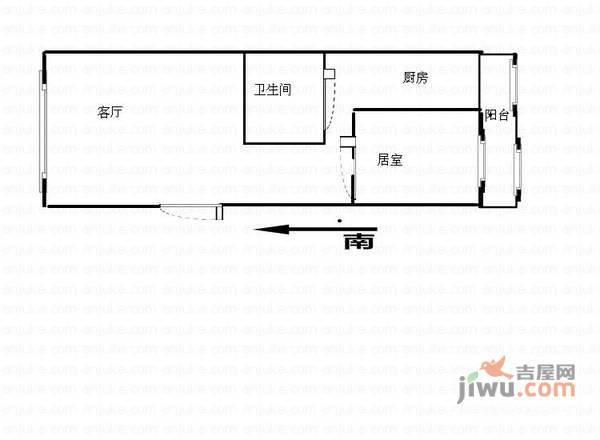 海峰公寓1室1厅1卫74㎡户型图