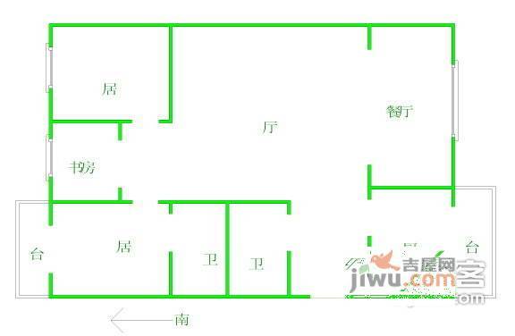 海峰公寓3室1厅1卫户型图