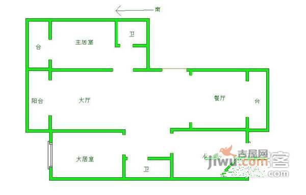 海峰公寓3室2厅1卫户型图