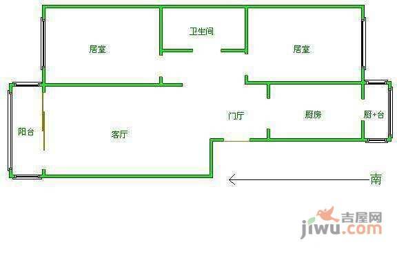 富秀园2室1厅1卫107㎡户型图