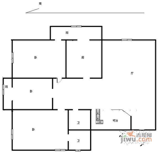 翠阜新村翠郁里3室2厅2卫145㎡户型图