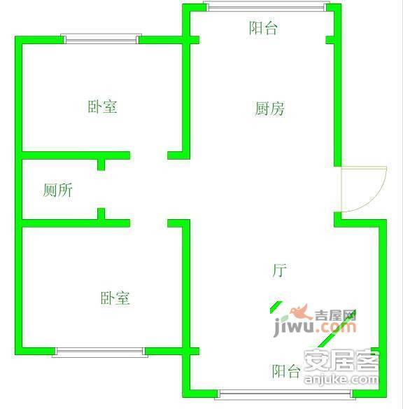 朝晖里2室2厅1卫112㎡户型图