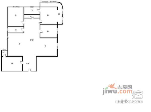 康达公寓3室1厅1卫165㎡户型图