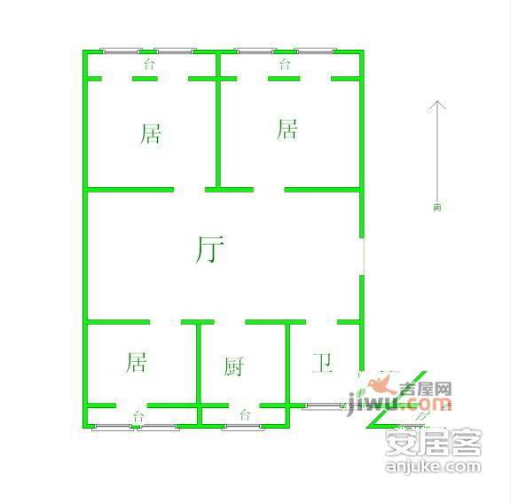 康达公寓3室1厅1卫165㎡户型图