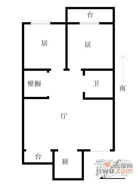 康达公寓2室2厅2卫97㎡户型图