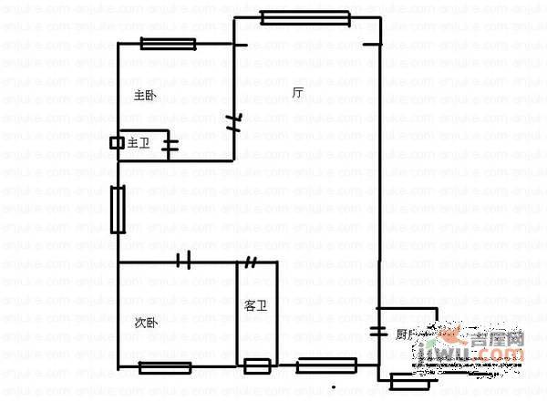 康达公寓2室1厅1卫108㎡户型图