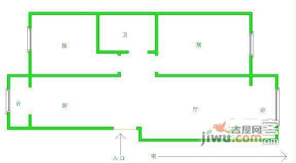 怡林园2室1厅1卫95㎡户型图