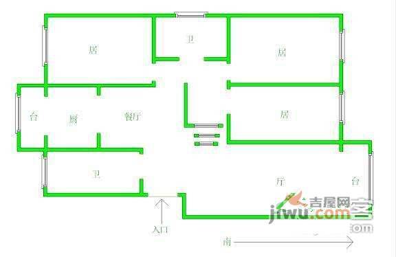 怡林园3室2厅1卫140㎡户型图