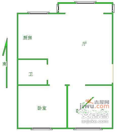 塘沽小洋楼2室1厅1卫75㎡户型图