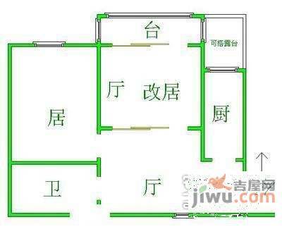 万通上游国际1室1厅1卫68㎡户型图