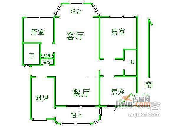 万通上游国际3室2厅1卫151㎡户型图