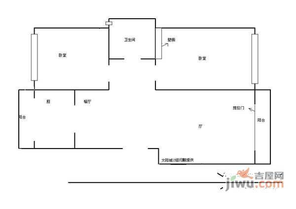 万科东丽湖一期2室2厅1卫107㎡户型图