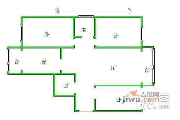 万科东丽湖一期3室2厅1卫111㎡户型图