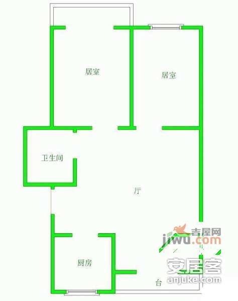 金厦锋泛国际一期金堤里2室2厅1卫户型图