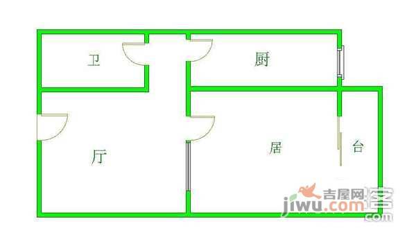 爱琴海花园1室1厅1卫45㎡户型图