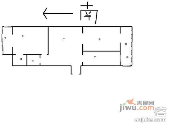 御河湾新苑2室1厅1卫80㎡户型图