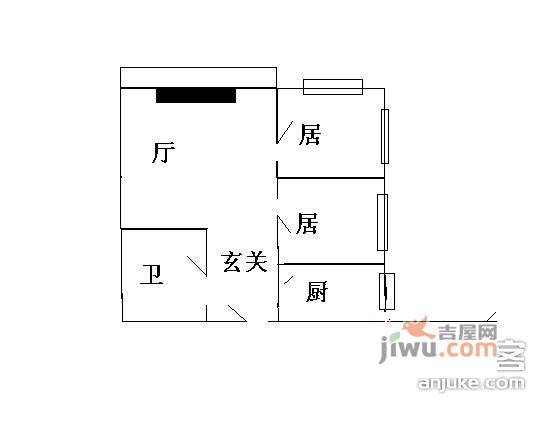 宜昌公寓2室2厅1卫120㎡户型图