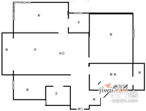 柏丽花园3室2厅1卫166㎡户型图