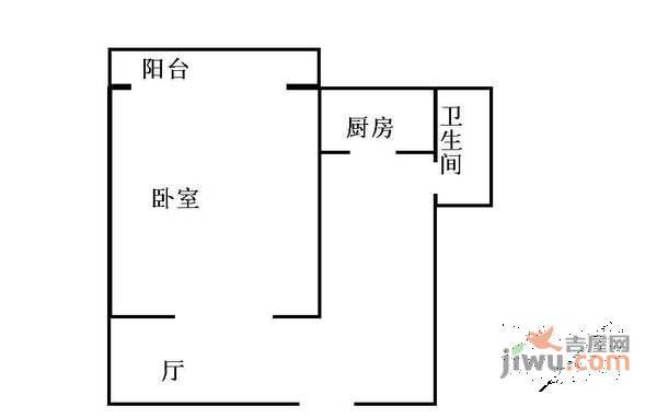 育红东里1室1厅1卫58㎡户型图