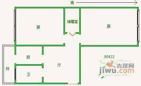 育红东里2室1厅1卫57㎡户型图