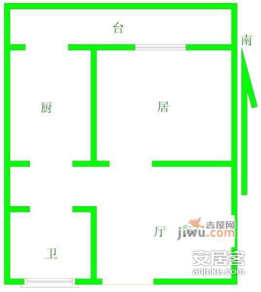 汇光里1室1厅1卫58㎡户型图