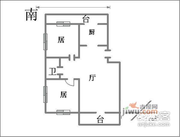 晨阳小区2室2厅1卫107㎡户型图