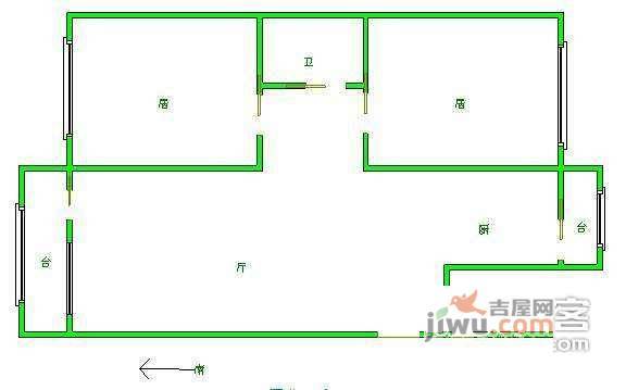 晨阳小区2室1厅1卫107㎡户型图