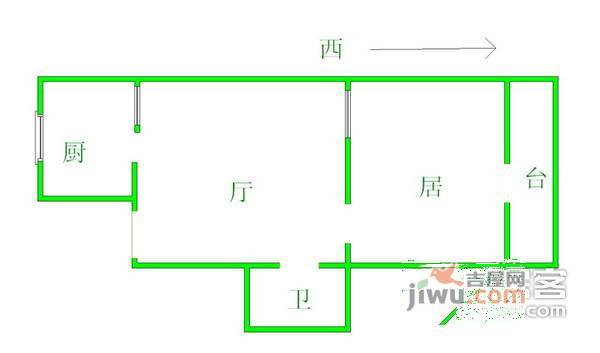 卫安北里1室1厅1卫45㎡户型图