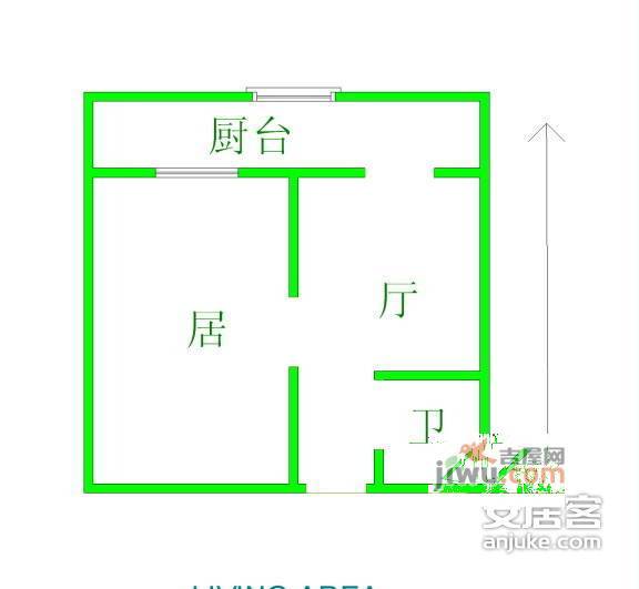 卫安北里1室1厅1卫45㎡户型图