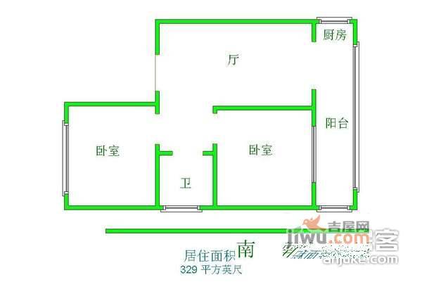 卧龙东里2室1厅1卫96㎡户型图