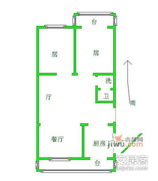 金淼园2室2厅1卫105㎡户型图