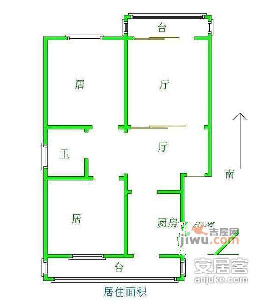 金淼园2室1厅1卫105㎡户型图