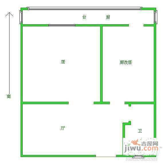 庆丰里1室1厅1卫51㎡户型图