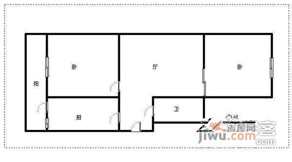 昆仑里2室1厅1卫75㎡户型图