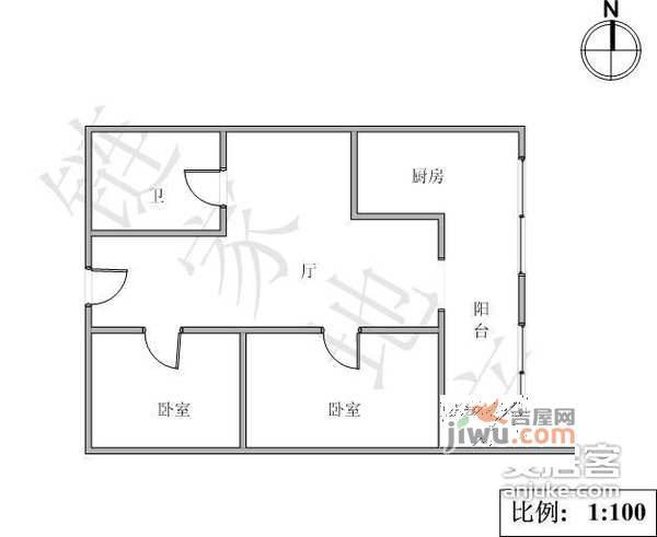 龙德里2室1厅1卫103㎡户型图