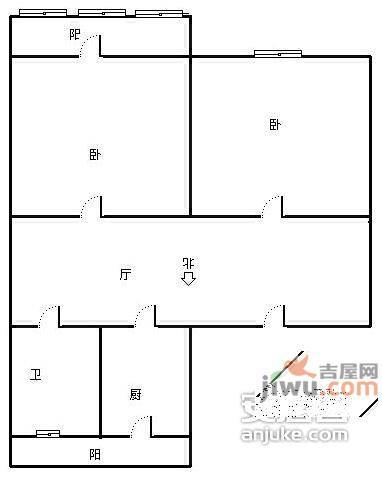 协安里2室1厅1卫94㎡户型图