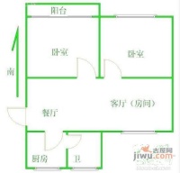美园里2室1厅1卫64㎡户型图
