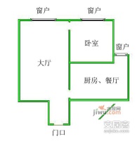 美园里1室1厅1卫38㎡户型图