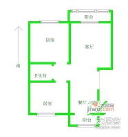 华侨御景湾2室2厅1卫89㎡户型图