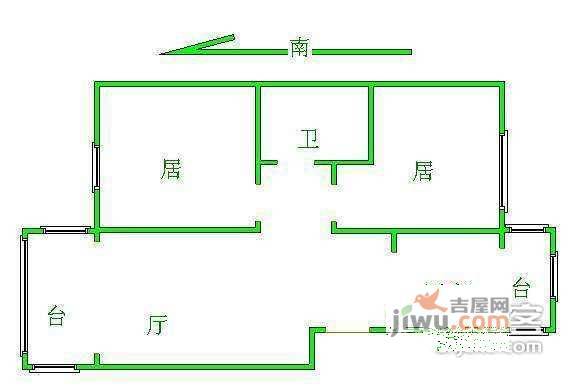 昔阳里2室1厅1卫65㎡户型图