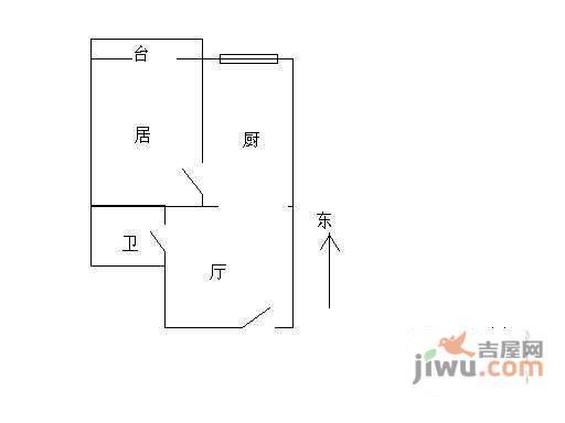 西湖里1室1厅1卫38㎡户型图